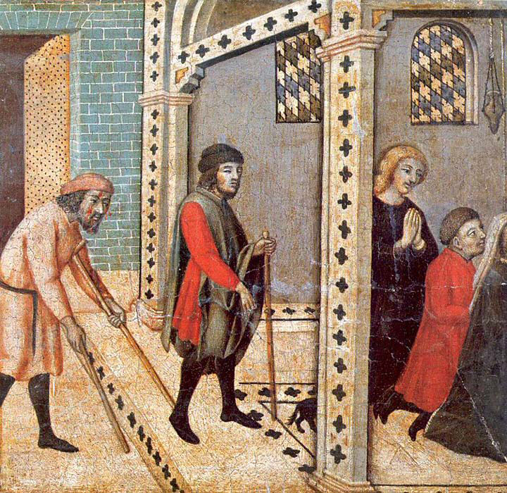 scenes from the legend of saint peter the martyr the blind and lame pray at the saint's tomb